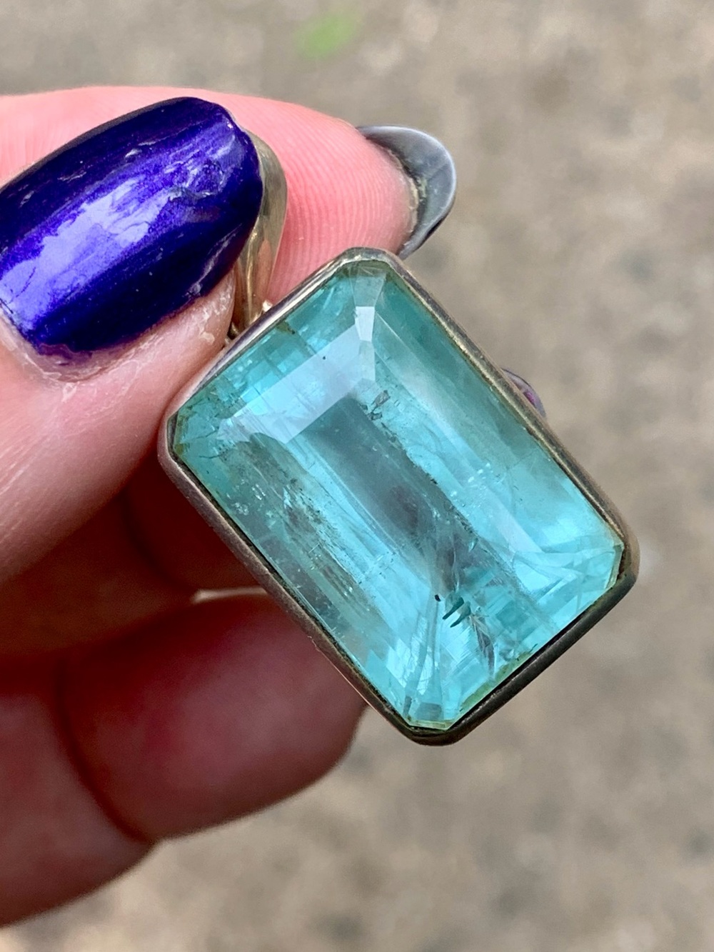 HUGE OVERSIZED NATURAL EMERALD STEPCUT AQUAMARINE PENDANT STERLING SILVER CUSTOM